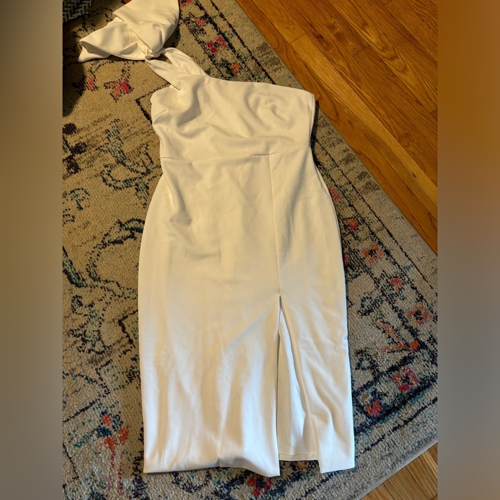White Midi Bodycon, One Shoulder